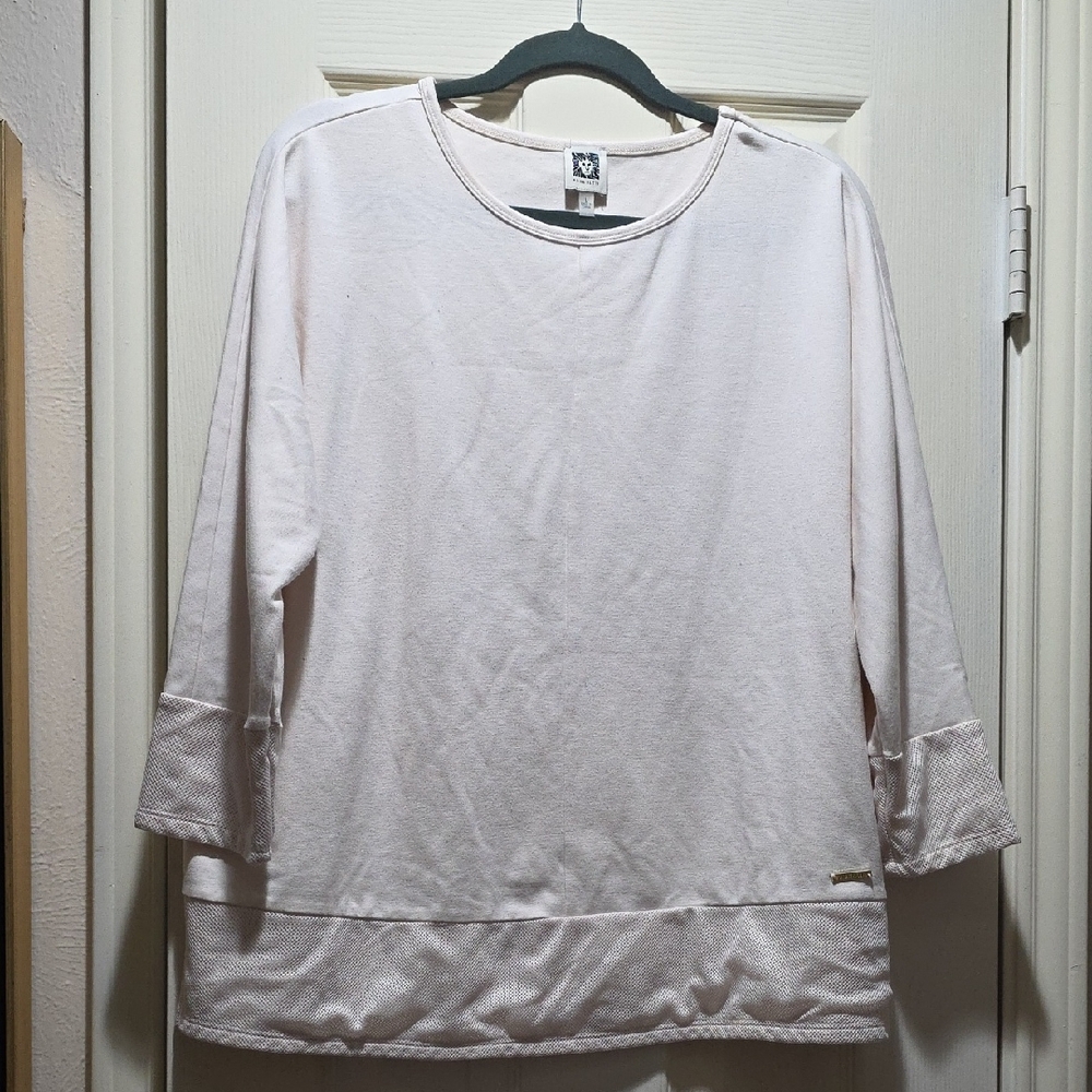 Anne Klein Soft Pink Crew Neck Top